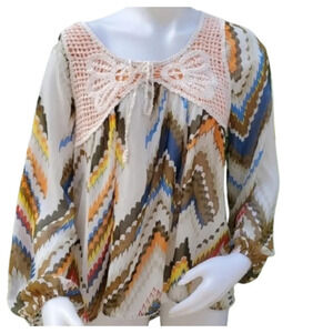 Umgee lacy boho sheer top L